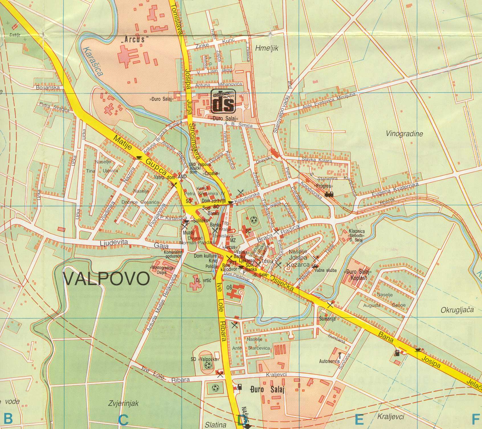 valpovo karta PLAN GRADA VALPOVA valpovo karta